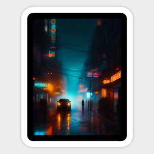 Foggy City At Night Sticker